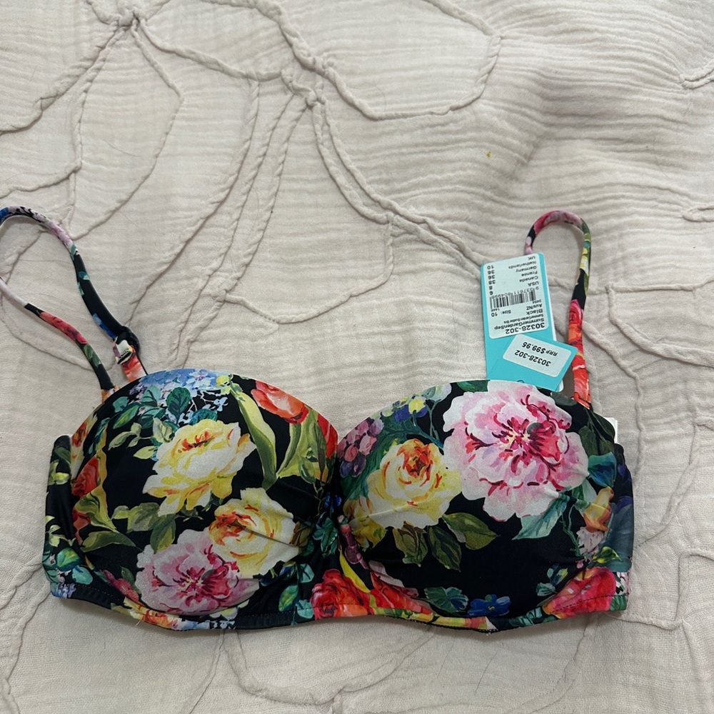 Seafolly Black Floral Women's Binki Top